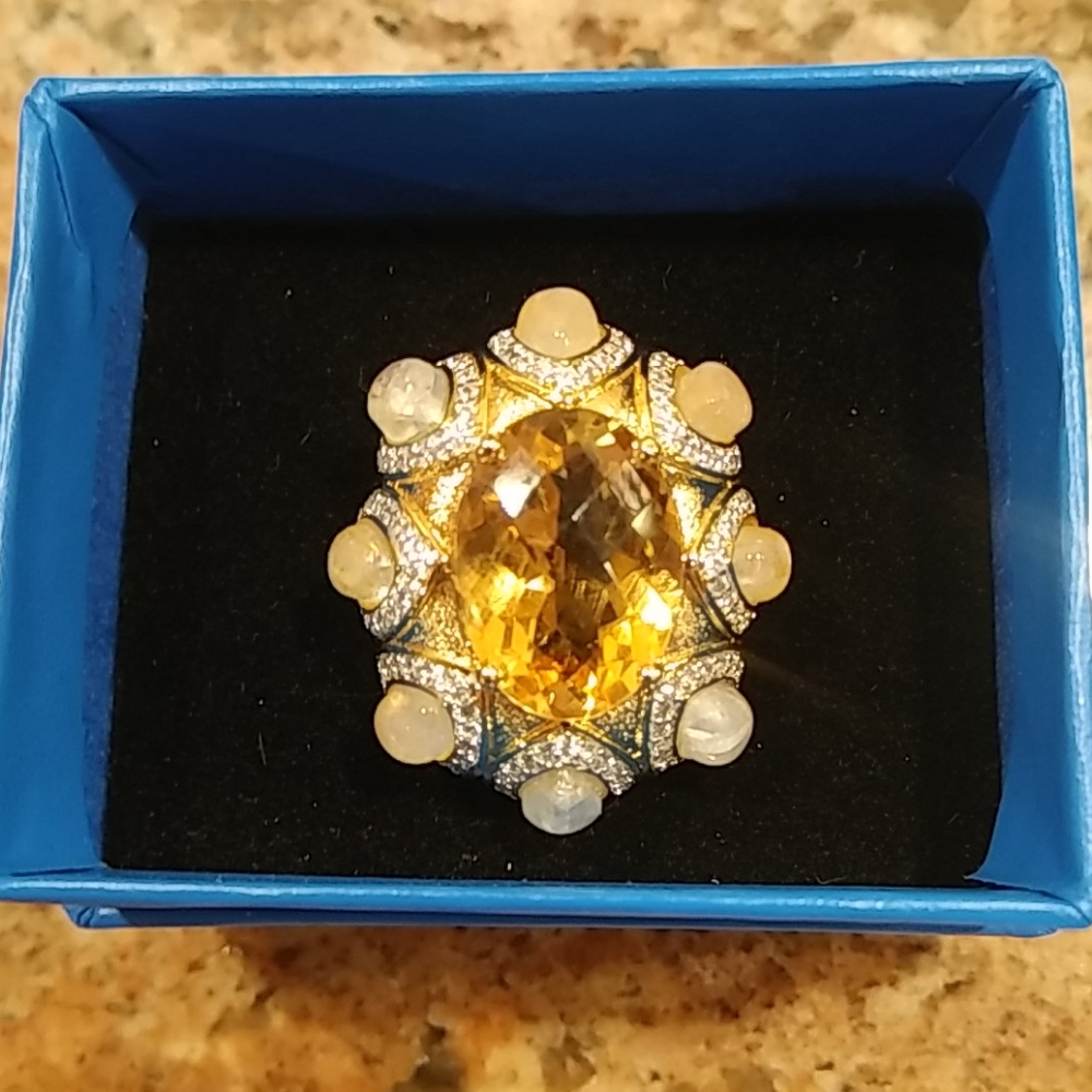 New Stunning Rarities citrine and moonstone ring